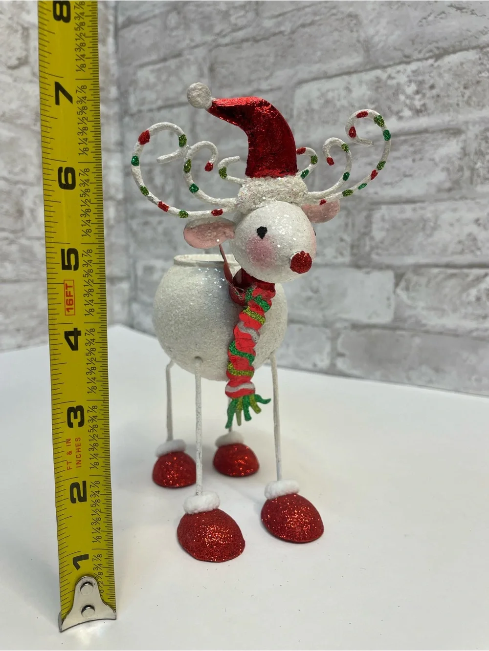 Pier One Imports Christmas Reindeer Retired Rare Tea Light Holder Metal HTF 7”